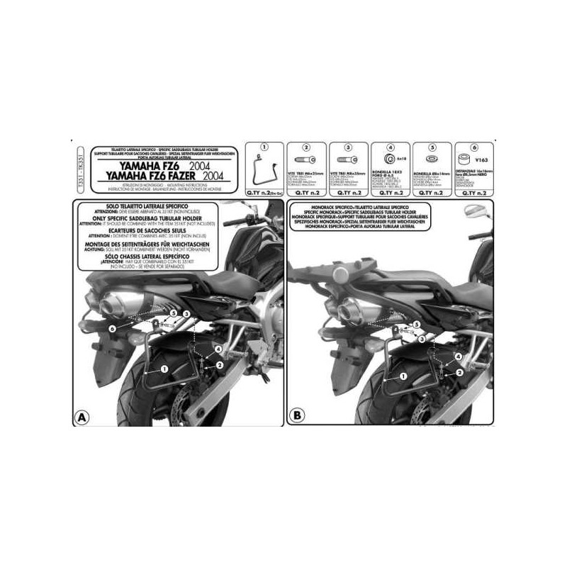 KAPPA STELAŻ POD TORBY (SAKWY) BOCZNE YAMAHA FZ6 '04-'06
