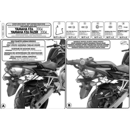 KAPPA STELAŻ POD TORBY (SAKWY) BOCZNE YAMAHA FZ6 '04-'06