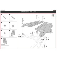 ZESTAW STELAŻY KUFER CENTRALNY + BOCZNE COOCASE BMW  R1200GS/R1250GS 2010-2023 PRAWY KUFER ASYMETRYCZNY