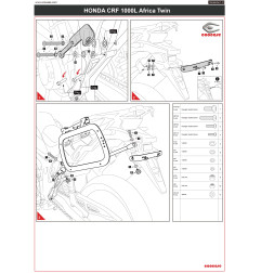 ZESTAW STELAŻY KUFER CENTRALNY + BOCZNE COOCASE HONDA AFRICA TWIN 1000 2016-2017 PRAWY KUFER ASYMETRYCZNY