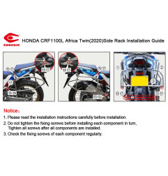 ZESTAW STELAŻY KUFER CENTRALNY + BOCZNE COOCASE HONDA AFRICA TWIN 1100 2020-2025 PRAWY KUFER ASYMETRYCZNY