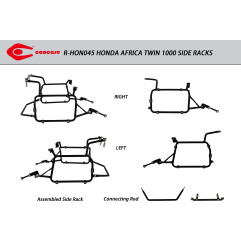 ZESTAW STELAŻY KUFER CENTRALNY + BOCZNE COOCASE HONDA AFRICA TWIN 1000 2016-2017 PRAWY KUFER ASYMETRYCZNY