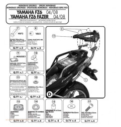 KAPPA Stelaż kufra centralnego Yamaha FZ6/FZS 600 Fazer 04-06, FZ6 S2 07-11, bez płyty