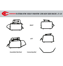 ZESTAW STELAŻY KUFER CENTRALNY + BOCZNE COOCASE KTM 1050/1090 1190/1290 21-25 KUFRY BOCZNE ASYMETRYCZNE