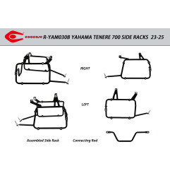 ZESTAW STELAŻY KUFER CENTRALNY + BOCZNE COOCASE YAMAHA TENERE 700 23-25 KUFRY BOCZNE ASYMETRYCZNE