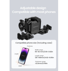 LOBOO Uchwyt na telefon PH06 (z modułem ładowania, 13mm), magnetyczny system antywstrząsowy