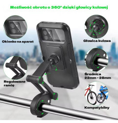 Uniwersalny, rowerowy uchwyt na telefon, wodoodporny