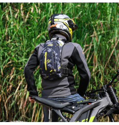 LOBOO Plecak motocyklowy czarny/szary/fluo 6L, materiał TPU, wodoodporny IPX7, camelbag 1,5L