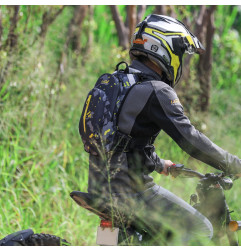 LOBOO Plecak motocyklowy czarny/szary/fluo 6L, materiał TPU, wodoodporny IPX7, camelbag 1,5L