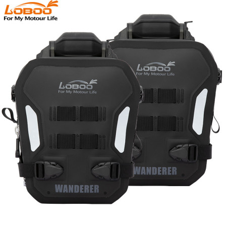 LOBOO WANDERER Pompowane wodoodporne (IPX6) torby boczne 6L (para) montowane na gmole, czarne, 1 zestaw - 2 szt