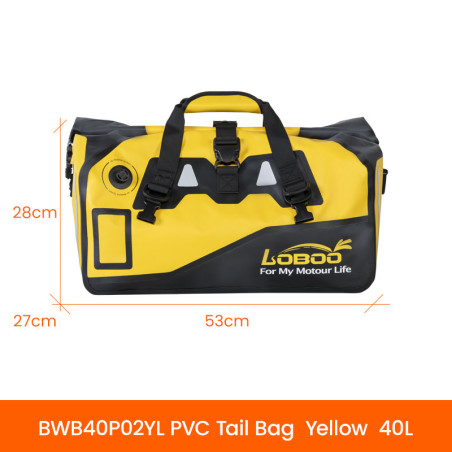 LOBOO Torba motocyklowa PVC żółta 40L (z kieszenią separacyjną na mokre rzeczy)