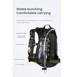 LOBOO Plecak motocyklowy czarny/szary/fluo 6L, materiał TPU, wodoodporny IPX7, camelbag 1,5L