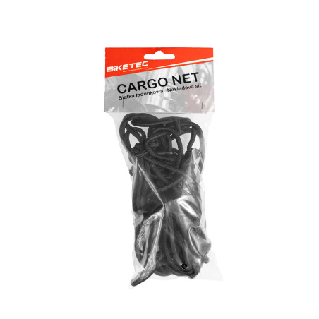 BIKETEC SIATKA BAGAŻOWA (PAJĄK) 4MM X 25 CM X 25 CM, 4 MOCNE HAKI, KOLOR CZARNY