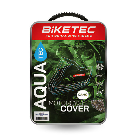 BIKETEC PROMOCJA POKROWIEC WODOODPORNY AQUATEC NA MOTOCYKL KOLOR CAMO KAMUFLAŻ (MASKUJĄCY) ROZMIAR L (SPORT)
