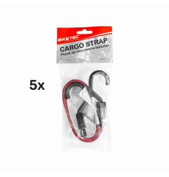 BIKETEC 5 SZTUK TAŚMA ZABEZPIECZAJĄCA BAGAŻ (EKSPANDER BAGAŻOWY) MODEL BUNGEE 17MM X 50CM, KOLOR CZERWONY