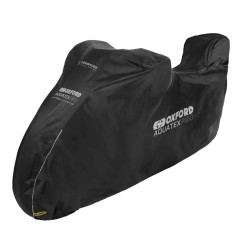 OXFORD AQUATEX PRO POKROWIEC WODOODPORNY NA MOTOCYKL Z MIEJSCEM NA KUFER CENTRALNY KOLOR CZARNY ROZMIAR M