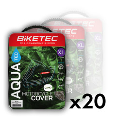 BIKETEC PAKIET 20 SZTUK POKROWCÓW (POKROWIEC) WODOODPORNYCH AQUATEC NA MOTOCYKL KOLOR CZARNY/SZARY ROZMIAR S