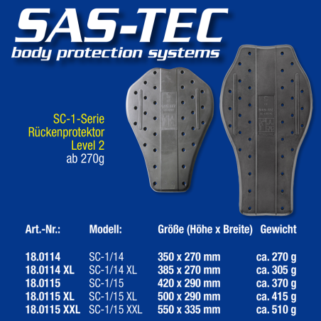 Ochraniacz pleców SAS-TEC SC-1/14 XL