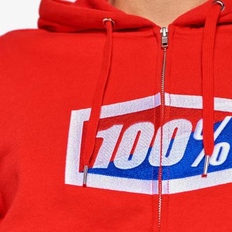100 PROCENT BLUZA NA ZAMEK OFFICIAL ZIP HOODIE FLEECE RED KOLOR CZERWONY ROZMIAR S