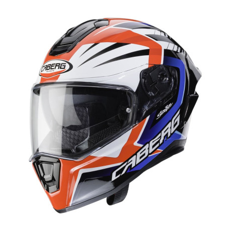 Caberg Drift Evo MR55 kask integralny z blendą, ciemnym wizjerem i Pinlock, czerwono-niebiesko-biały, XS