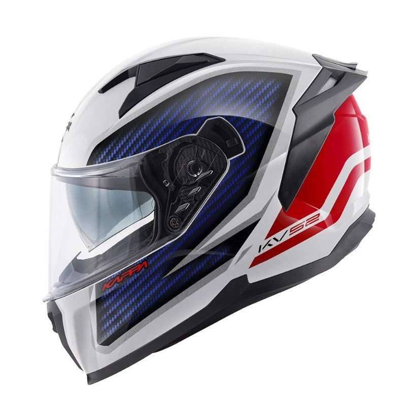 KAPPA KASK KV52 KRONOS INTEGRALNY Z BLENDĄ KOLOR BIAŁY CZERWONY NIEBIESKI CARBON LOOK ROZMIAR 61 / XL (HOMOLOGACJA ECE 22R06)