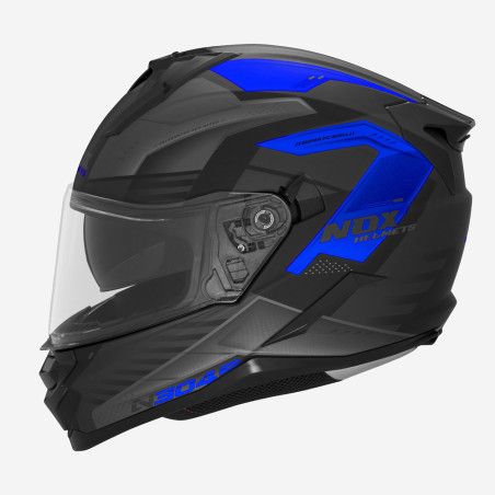 NOX PROMOCJA KASK INTEGRALNY (FULL FACE) Z BLENDĄ N304S CARVER KOLOR CZARNY/NIEBIESKI MAT ROZMIAR L