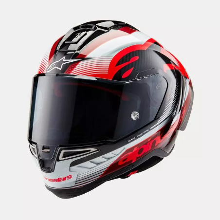 Kask Alpinestars Supertech R10 Team czarny carbon czerwony biały M