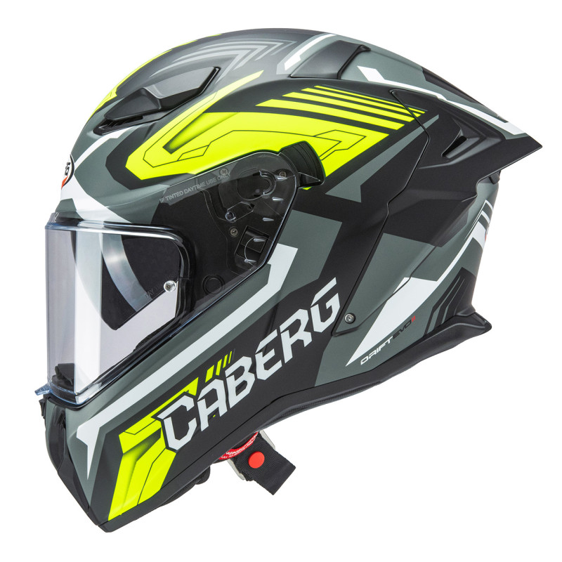 Caberg Drift Evo II Jarama – kask integralny z blendą, czarno-szaro-żółty fluo mat, S, Pinlock