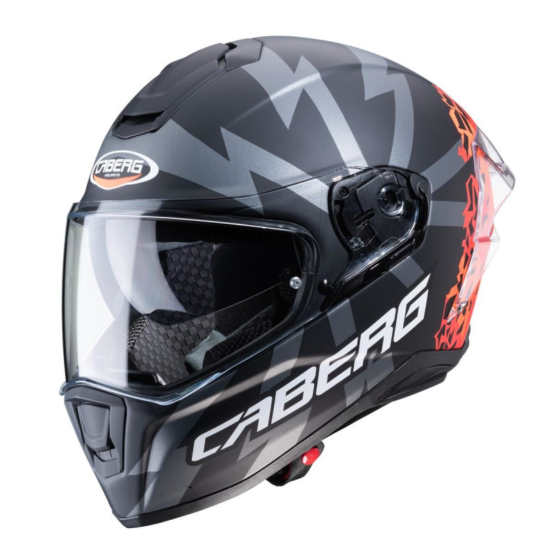Caberg Drift Evo Storm kask integralny z blendą, Pinlock, czarno-czerwono-pomarańczowy, S