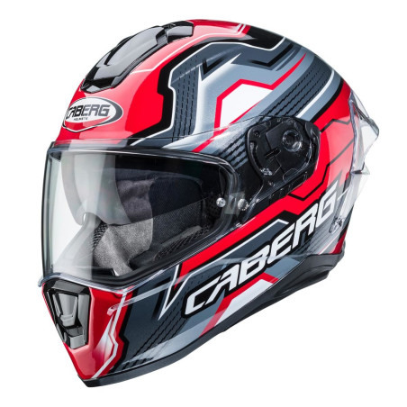 Kask integralny Caberg Drift Evo LB29 z blendą, czarno-szaro-czerwony, rozmiar S, Pinlock