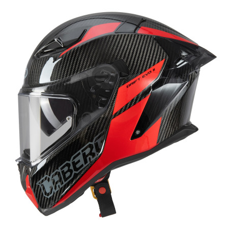 Caberg Kask Integralny Drift Evo II Carbon Nova Red z Blendą Pinlock, Czarny/Szary/Czerwony, S
