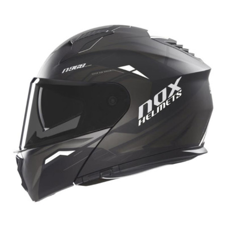 NOX PROMOCJA KASK SZCZĘKOWY (FLIP-UP) Z BLENDĄ N968 ULTRA KOLOR CZARNY/BIAŁY MAT ROZMIAR XL