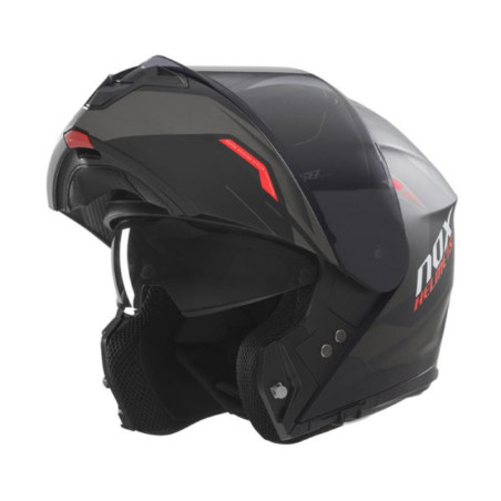 NOX PROMOCJA KASK SZCZĘKOWY (FLIP-UP) Z BLENDĄ N968 ULTRA KOLOR CZARNY/CZERWONY MAT ROZMIAR XXL