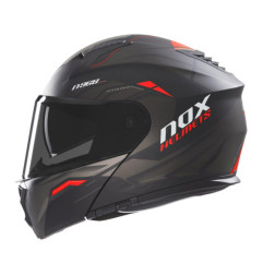 NOX PROMOCJA KASK SZCZĘKOWY (FLIP-UP) Z BLENDĄ N968 ULTRA KOLOR CZARNY/CZERWONY MAT ROZMIAR XXL