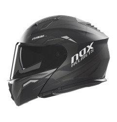 NOX PROMOCJA KASK SZCZĘKOWY (FLIP-UP) Z BLENDĄ N968 ULTRA KOLOR CZARNY/TYTANOWY MAT ROZMIAR XXL