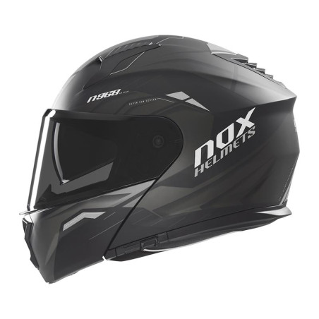 NOX PROMOCJA KASK SZCZĘKOWY (FLIP-UP) Z BLENDĄ N968 ULTRA KOLOR CZARNY/TYTANOWY MAT ROZMIAR XXL