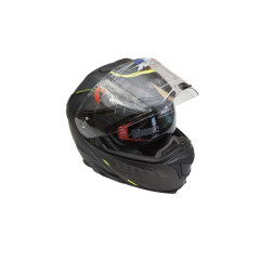 NOX PROMOCJA KASK SZCZĘKOWY (FLIP-UP) Z BLENDĄ N967 SYNCHRO KOLOR CZARNY/ŻÓŁTY FLUO/SZARY MAT ROZMIAR S - drobne rysy na kasku