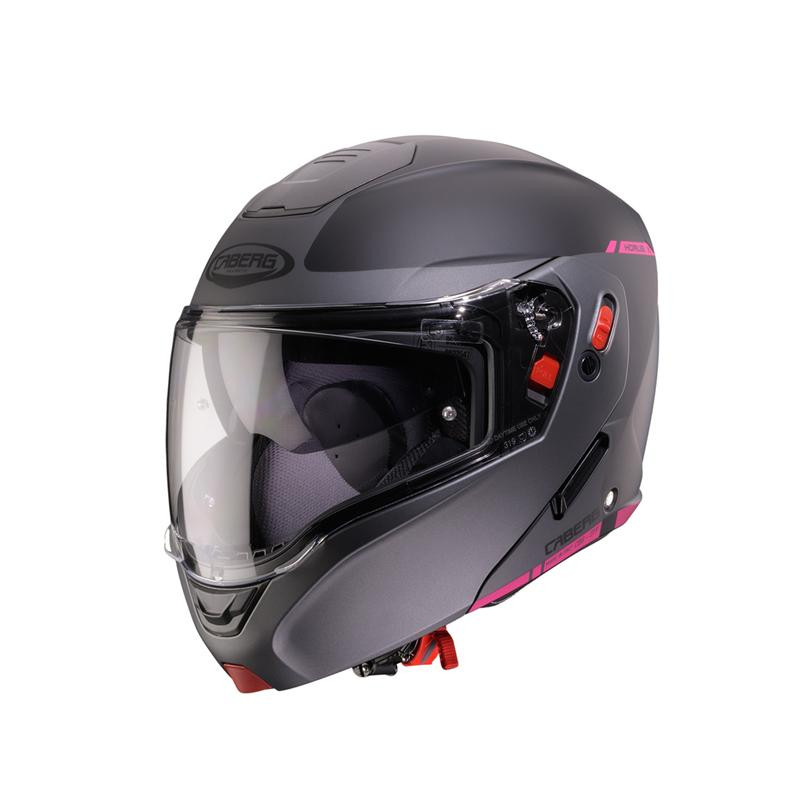 CABERG KASK SZCZĘKOWY FLIP-UP MODEL HORUS X RAY CZARNY MAT/SZARY/FUKSJA (INTENSYWNY ODCIEŃ RÓŻOWEGO) ROZMIAR S