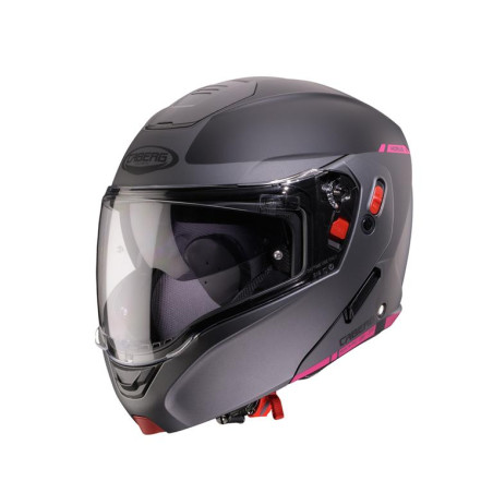 CABERG KASK SZCZĘKOWY FLIP-UP MODEL HORUS X RAY CZARNY MAT/SZARY/FUKSJA (INTENSYWNY ODCIEŃ RÓŻOWEGO) ROZMIAR M