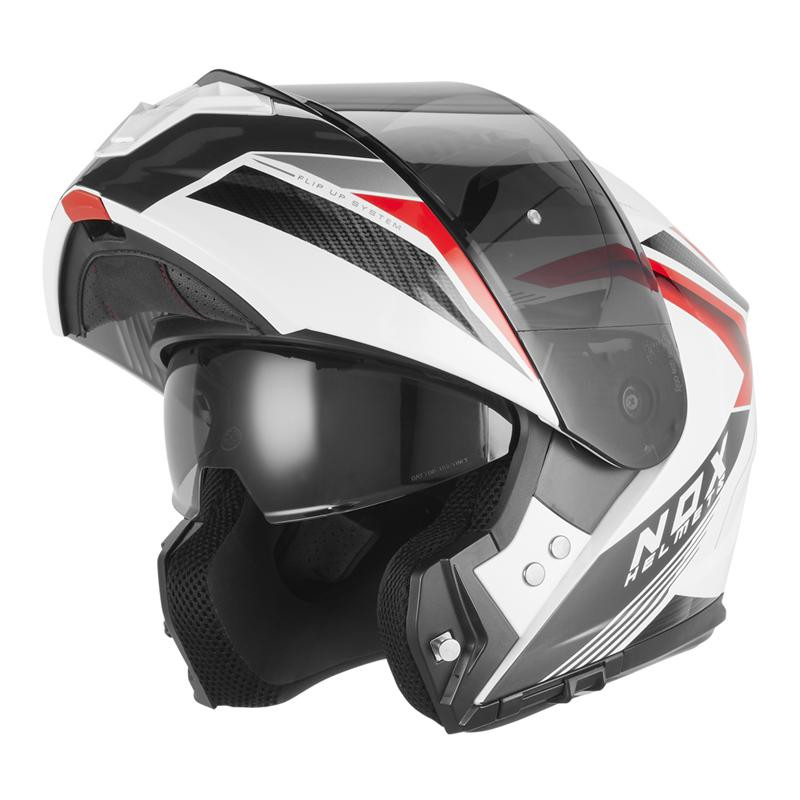 NOX KASK SZCZĘKOWY (FLIP-UP) Z BLENDĄ N968 SHIFT KOLOR CZARNY/CZERWONY/BIAŁY ROZMIAR XL NOX KASK SZCZĘKOWY (FLIP-UP) Z BLENDĄ N968 SHIFT KOLOR CZARNY/CZERWONY/BIAŁY ROZMIAR XL