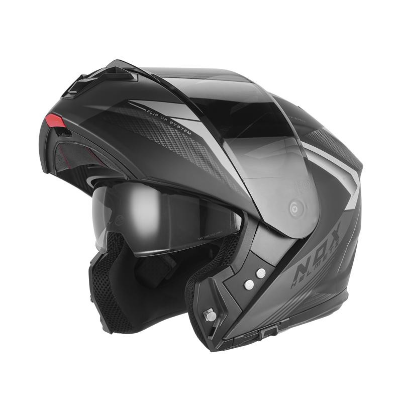 NOX KASK SZCZĘKOWY (FLIP-UP) Z BLENDĄ N968 SHIFT KOLOR CZARNY/SREBRNY MAT ROZMIAR XL NOX KASK SZCZĘKOWY (FLIP-UP) Z BLENDĄ N968 SHIFT KOLOR CZARNY/SREBRNY MAT ROZMIAR XL