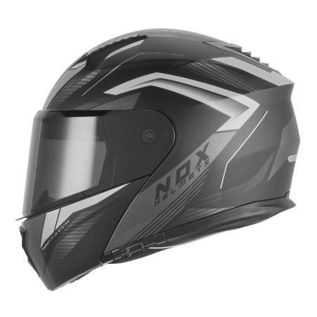 NOX KASK SZCZĘKOWY (FLIP-UP) Z BLENDĄ N968 SHIFT KOLOR CZARNY/SREBRNY MAT ROZMIAR XL