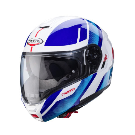 CABERG WYPRZEDAZ KASK SZCZĘKOWY FLIP-UP MODEL LEVO X MANTA KOLOR BIAŁY/NIEBIESKI/CZERWONY ROZMIAR S (PINLOCK W ZESTAWIE)