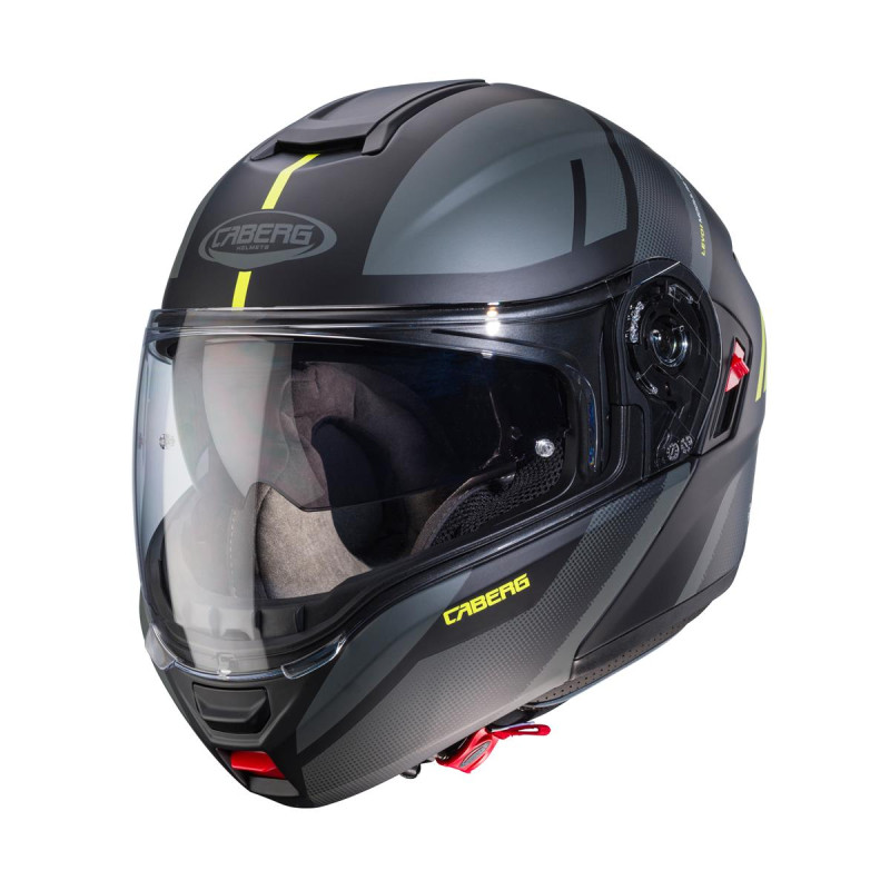 CABERG WYPRZEDAZ KASK SZCZĘKOWY FLIP-UP MODEL LEVO X MANTA KOLOR CZARNY MAT/SZARY/ŻÓŁTY FLUO ROZMIAR S (PINLOCK W ZESTAWIE)