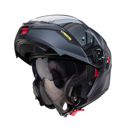 CABERG WYPRZEDAZ KASK SZCZĘKOWY FLIP-UP MODEL LEVO X MANTA KOLOR CZARNY MAT/SZARY/ŻÓŁTY FLUO ROZMIAR S (PINLOCK W ZESTAWIE)