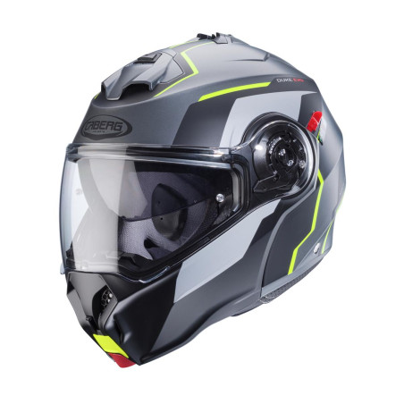 CABERG KASK SZCZĘKOWY FLIP-UP MODEL DUKE EVO MOVE KOLOR SZARY MAT/CZARNY/ŻÓŁTY FLUO ROZMIAR S (PINLOCK W ZESTAWIE)
