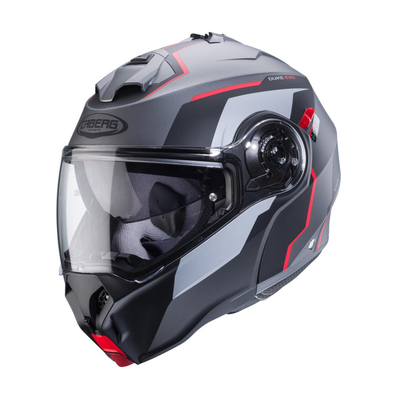 CABERG KASK SZCZĘKOWY FLIP-UP MODEL DUKE EVO MOVE KOLOR SZARY MAT/CZARNY/CZERWONY ROZMIAR XL (PINLOCK W ZESTAWIE)