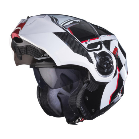 CABERG PROMOCJA KASK SZCZĘKOWY FLIP-UP MODEL DUKE EVO MOVE KOLOR CZARNY/BIAŁY/CZERWONY ROZMIAR S (PINLOCK W ZESTAWIE)