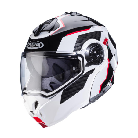 CABERG PROMOCJA KASK SZCZĘKOWY FLIP-UP MODEL DUKE EVO MOVE KOLOR CZARNY/BIAŁY/CZERWONY ROZMIAR XL (PINLOCK W ZESTAWIE)