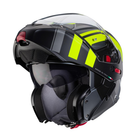 CABERG PROMOCJA KASK SZCZĘKOWY FLIP-UP MODEL HORUS X ROAD KOLOR SZARY MAT/CZARNY/ŻÓŁTY FLUO ROZMIAR S (PINLOCK W ZESTAWIE)